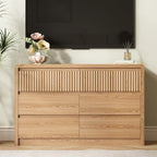 LYNSOM Oak Fluted 6 Drawer Dresser for Bedroom, Curved Edge, 50" Wide - Image 3