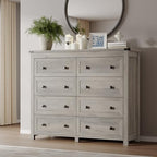 BORNOON Tall 8-Drawer Dresser, Modern Wooden Storage Chest of Drawers, Dresser TV Stand, Wood Drawer Organizer with Metal Handles for Bedroom, Living Room, Hallway by BORNOON