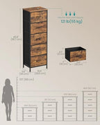 SONGMICS Dresser for Bedroom, Tall Dresser with 5 Fabric Drawers - Image 2