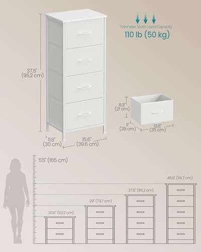 SONGMICS Dresser for Bedroom, Tall Dresser with 4 Fabric Drawers - Image 2