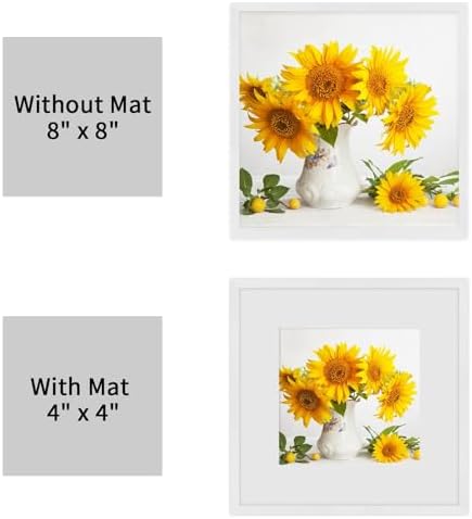 puthiac 8x8 Solid Oak Wood Picture Frame, White, 1 Pack - Image 5
