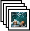 Hongkee 20x20 Frame Set of 4, 20 x 20 Black Wood Style(Mat 16x16) by Hongkee