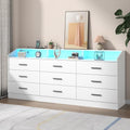 9 Drawers Dresser for Bedroom with Power Outlet,Modern Dresser w/ LED Light by Gyfimoie