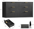 TEENFON Fluted Dresser for Bedroom with 9 Drawers, 63" Wide Modern Chest of Drawers with Metal Handle & Curved Profile Design, Wood Closet Clothes Storage Organizer for Living Room, Hallway, Black - Image 2