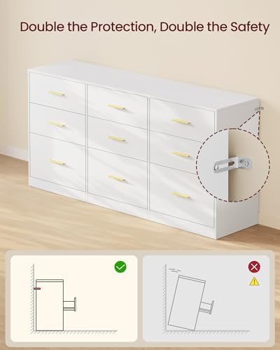 VASAGLE 9-Drawer Dresser, Chest of Drawers, 63.1 x 15.8 x 30.7 Inches - Image 6