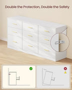 VASAGLE 9-Drawer Dresser, Chest of Drawers, 63.1 x 15.8 x 30.7 Inches - Image 6