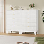 5 Drawer Dresser for Bedroom, 47" Tall Fluted Chest of Drawers, White - Image 7