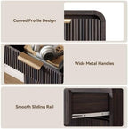 44" Tall 6 Drawers Fluted Dresser for Bedroom, Living Room, Black Walnut - Image 4