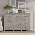 BORNOON 12-Drawer Dresser, Modern Wooden Storage Chest of Drawers, Dresser TV Stand, Wood Drawer Organizer with Metal Handles for Bedroom, Living Room, Hallway - Image 3