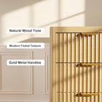 Fluted 47" Tall Dresser for Bedroom with 5 Drawers, Modern Chest of Drawers with Metal Handle & Deep Storage, Wood Closet Clothes Storage Organizer for Living Room & Hallway, Natural Oak Dresser - Image 4