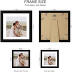 Hongkee 10x10 Picture Frame Set of 4, Made of Real Glass and Black Wooden Frame - Display Picture 8x8 with Mat or 10 x 10 Without Mat, 10 by 10 Photo for Wall or Tabletop - Image 2