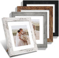 Hongkee 8x8 Picture Frame Set of 4, Made of Glass and Multicolour Wooden Frame, 8 by 8 Photo for Wall or Tabletop - Display Picture 6x8 with Mat or 8x8 Without Mat by Hongkee