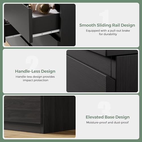 Jocoevol Modern 9 Drawer Dresser for Bedroom, Simply Chest of Drawers, Wood Storage Dresser with Deep Drawers for Living Room Hallway Entryway (Black) - Image 7