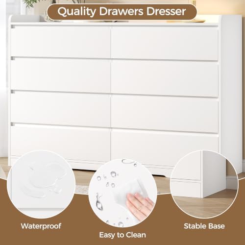 White Dresser for Bedroom, 8 Drawer Dresser Chests of Drawers - Image 7
