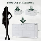 5-Drawer Dresser for Bedroom, Anti-Tip Wide Storage Organizer Fabric - Image 3