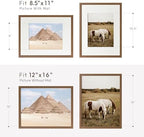 12x16 Picture Frame, Solid Oak Wood 12x16 Frames with Mat to 8.5x11 - Image 3