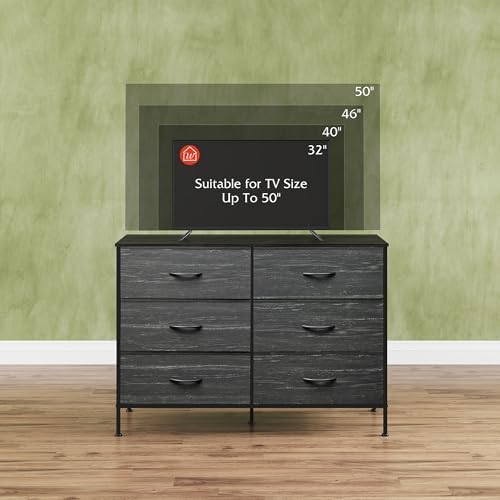 WLIVE Dresser for Bedroom with 6 Drawers, Charcoal Black Wood Grain Print - Image 6