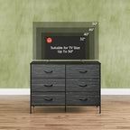 WLIVE Dresser for Bedroom with 6 Drawers, Charcoal Black Wood Grain Print - Image 6