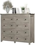 Xixini 47.2" Wide 8-Drawer Farmhouse Dresser for Bedroom, Light Grey by Xixini