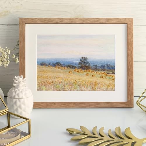 8.5x11 Picture Frame, Solid Oak Wood 8.5 by 11 Frame with Mat 6x8 - Image 2