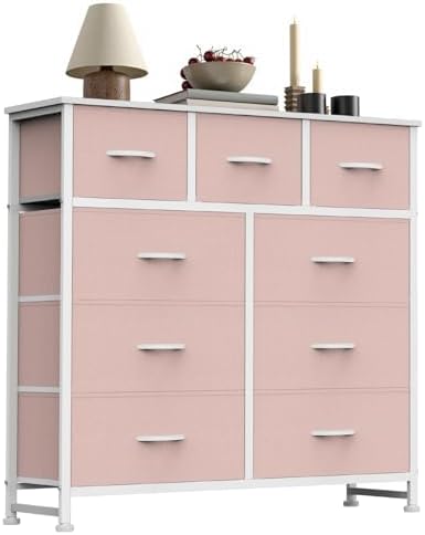 Sweetcrispy 9 Drawer Fabric Dresser Storage Tower Drawer Organizer, Pink by Sweetcrispy