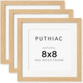puthiac 8x8 Solid Oak Wood Picture Frames, Natural Oak, 3 Pack by PUTHIAC