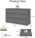 VERYKE Grey 6 Drawer Dresser for Bedroom,Chest of Drawers with No-Handle Design for Closet,Modern Wood Dresser Bedroom Storage Furniture - Image 3
