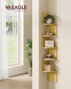 VASAGLE Corner Shelf Wall Mount, 5-Tier Floating Corner Bookshelf - Image 2