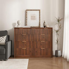 LYNCOHOME Fluted Tall Dresser for Bedroom, 9 Drawer Chest of Drawers,Walnut - Image 6