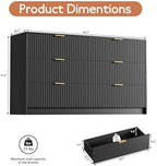 Furniway Black Dresser for Bedroom, Modern Dresser with 6 Drawers and Smooth Slides, Wide Chest of Drawers with Golden Handles for Bedroom, Living Room, Closet, 15.7" D x 55.1" W x 31.4" H - Image 2