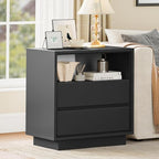 TEENFON Nightstands Set of 2, Night Stand with 2 Drawers and Open Shelf, Nightstand Side Table with Cut-Out Handle, Bedside End Table for Bedroom, Black, 17.7″ L × 15.7″ W × 23.6″ H - Image 2