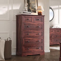 Farmhouse 6 Drawers Dresser Chests for Bedroom,Dark Cherry Red Wood Dresser by FFBCFDKFurnitureSet