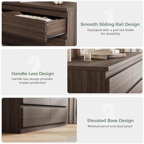 MapleGrace Modern 8 Drawer Dresser, Brown - Image 7