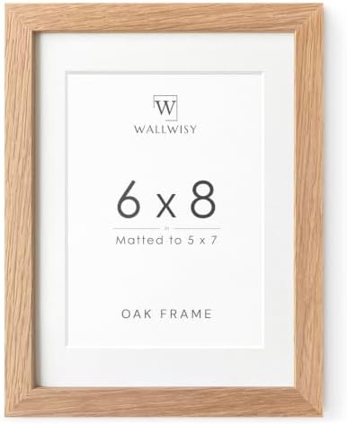 6x8 Picture Frame, Solid Oak Wood 6x8 Photo Frames with Mat to 5x7 by TumblerHome