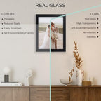 Hongkee 10x13 Picture Frame Set of 4, Made of Real Glass and Black Frame, 10 by 13 Photo for Wall or Tabletop - Display Picture 8.5x11 with Mat or 10x13 Without Mat - Image 4