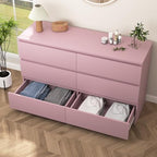 Spaco Pink Dresser for Bedroom,Modern 6 Drawer Dresser with Deep Drawer,Wide Storage Chest of Drawers,Bedroom Storage Organizer Furniture,TV Stand for Living Room - Image 2