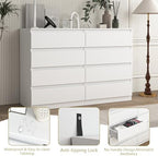 VERYKE White 8 Drawer Dresser for Bedroom,Chest of Drawers with No-Handle Design for Closet,Modern Wood Dresser Bedroom Storage Furniture - Image 6