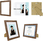 Hongkee 8.5 x 11 Picture Frame Set of 4, Made of Real Glass and Brown Certificate & Diploma Frame, 8.5 by 11 Photo for Wall or Tabletop - Display Picture 6x8 with Mat or 8.5x11 Without Mat - Image 3