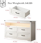 Wodeer White Dresser for Bedroom, Wood 4 Drawer Dresser with LED Light, Dressers & Chests of Drawers with Metal Handles, Storage and Organization for Bedroom, Hallway, Entryway - Image 2