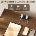 BORNOON 30.5" Nightstand with Charging Station, 3-Drawer Fluted Bedroom Chest, Wood Bedside Dresser with Power Outlets and USB Ports, Stable Base, Modern Storage Cabinet for Small Spaces - Image 5