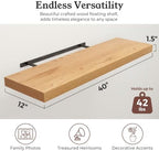 40" Natural Oak Color Floating Shelves 12inch Deep Shelf, Set of 2 - Image 2