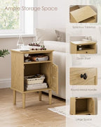 Nightstand, Boho Night Stand with 1 Drawers, Modern Side Accent Table with Open Shelf, Wooden Top Bedside End Table for Bedroom, Living Room, Yellow Oak - Image 5