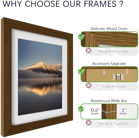 10x12 Poster Frame, Rustic Brown Wood Frame with 8x10 Mat, 3 Pack - Image 3