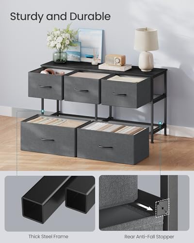 SONGMICS Dresser for Bedroom, Wide Dresser with 5 Fabric Drawers - Image 6