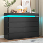 Gyfimoie 8 Drawer Dresser with Power Outlet, Modern Dresser with LED Light by Gyfimoie