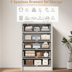 Decofy 48" H Fluted 5-Drawer Dresser for Bedroom, White - Image 3