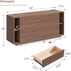 Whalefall 63 Inch Fluted 6 Drawers Dresser with Shelves, Walnut - Image 2