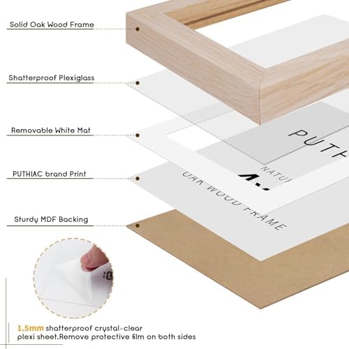 puthiac 4x6 Solid Oak Wood Picture Frames, Natural Oak, 3 Pack - Image 2