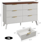 GarveeHome Fluted Dresser for Bedroom with 6 Deep Drawers, White - Image 2