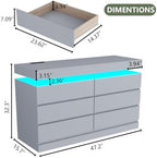 Gyfimoie 6 Drawer Dresser with Power Outlet, Dresser with LED Light - Image 2